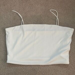 White Ribbed Women's Crop Top
